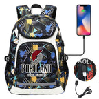 Portland Trail Blazers Backpack School Notebook Travel Bags With USB