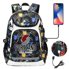 Portland Trail Blazers Backpack School Notebook Travel Bags With USB