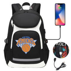 New York Knicks Backpack School Notebook Travel Bags With USB
