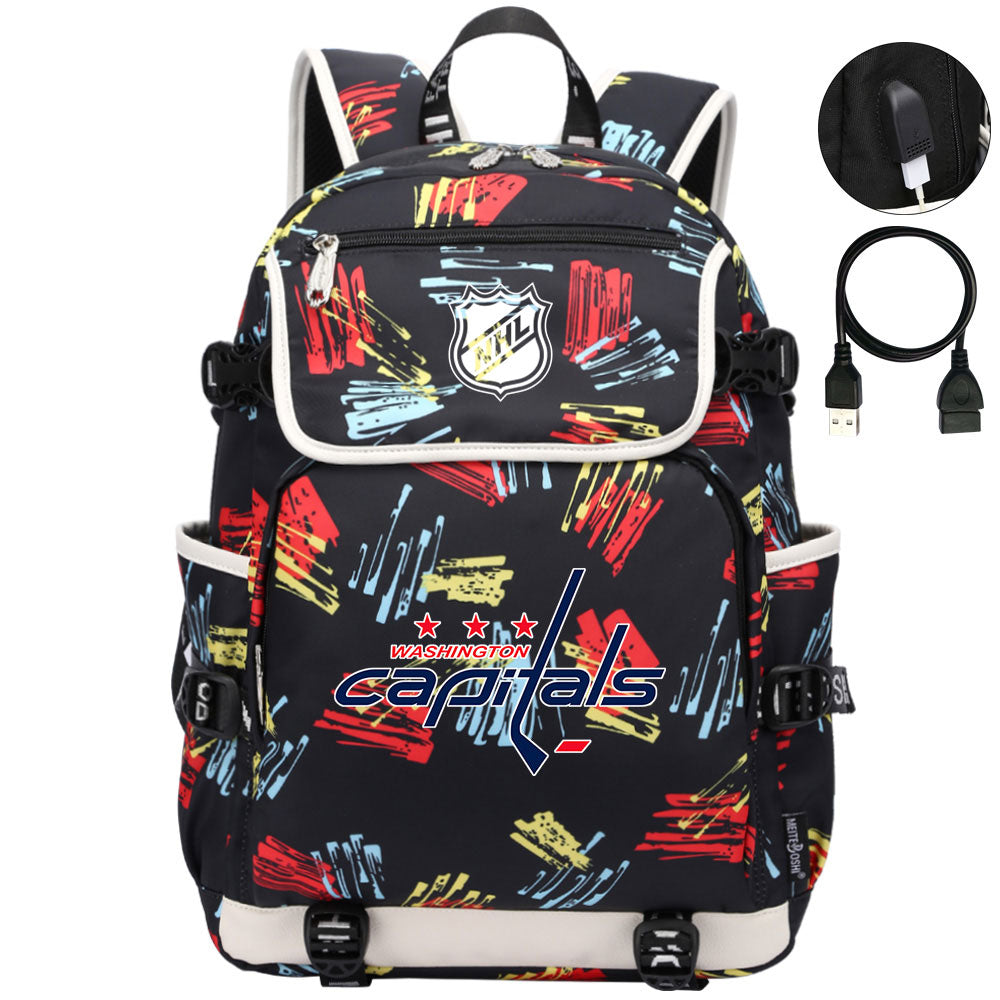 Washington Capitals Hockey League Backpack School Notebook Travel Bag