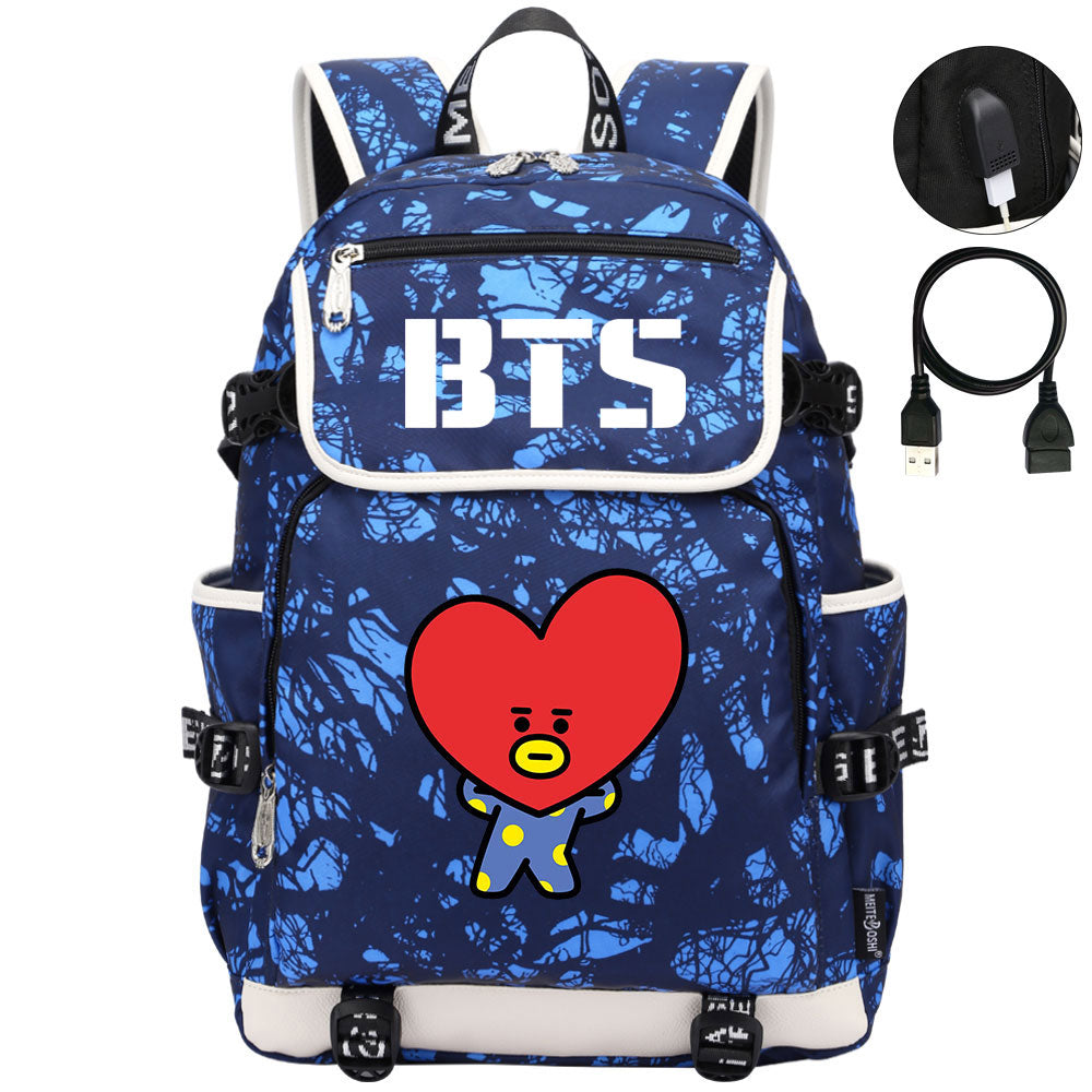 BTS TATA Backpack School Notebook Travel Bags