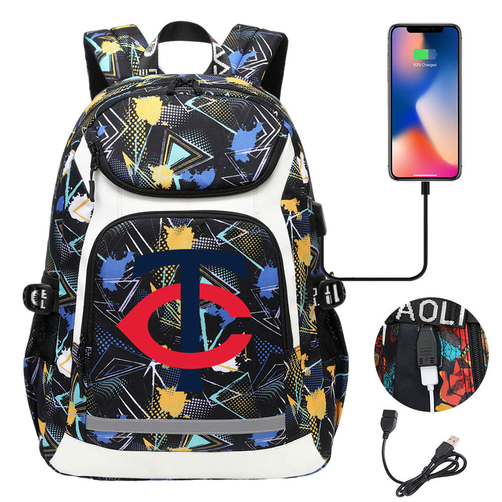 Minnesota Twins Backpack School Notebook Travel Bags With USB