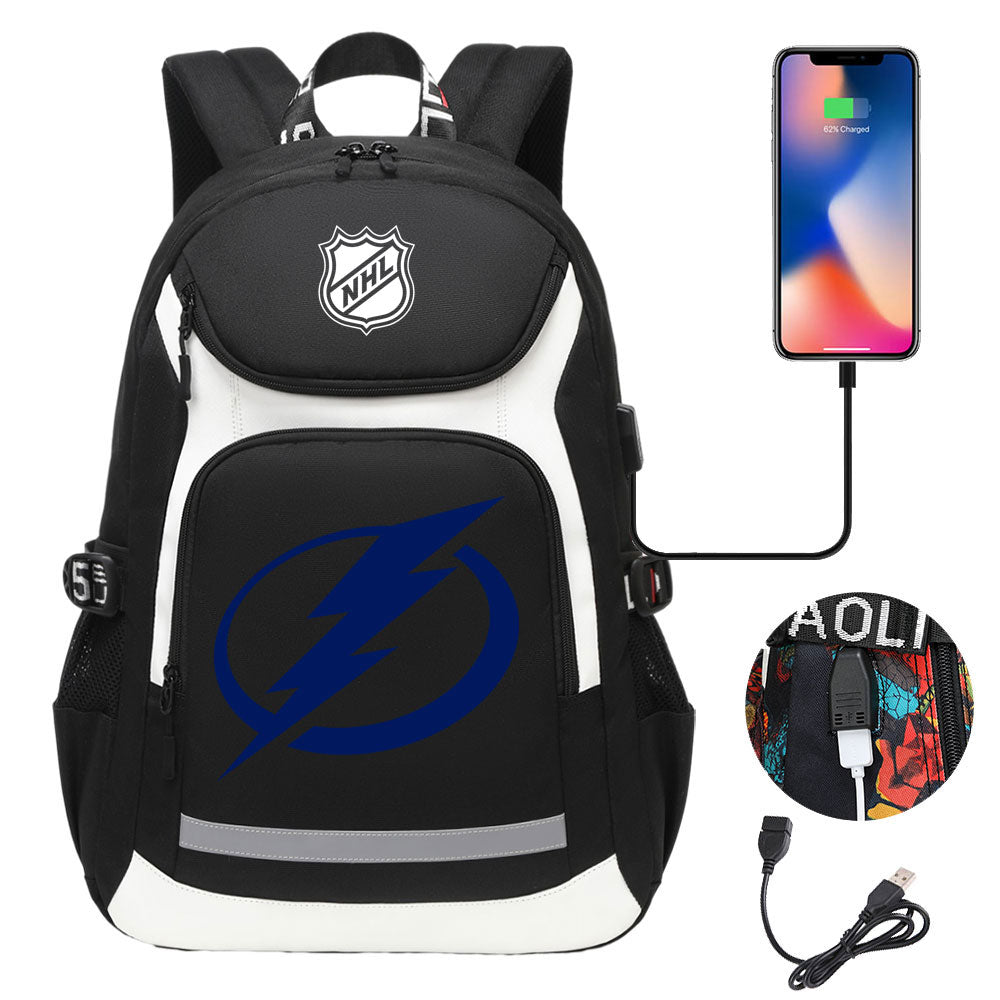Tampa Bay Lightning Hockey League Backpack School Notebook Travel Bags With USB