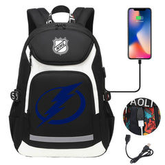 Tampa Bay Lightning Hockey League Backpack School Notebook Travel Bags With USB