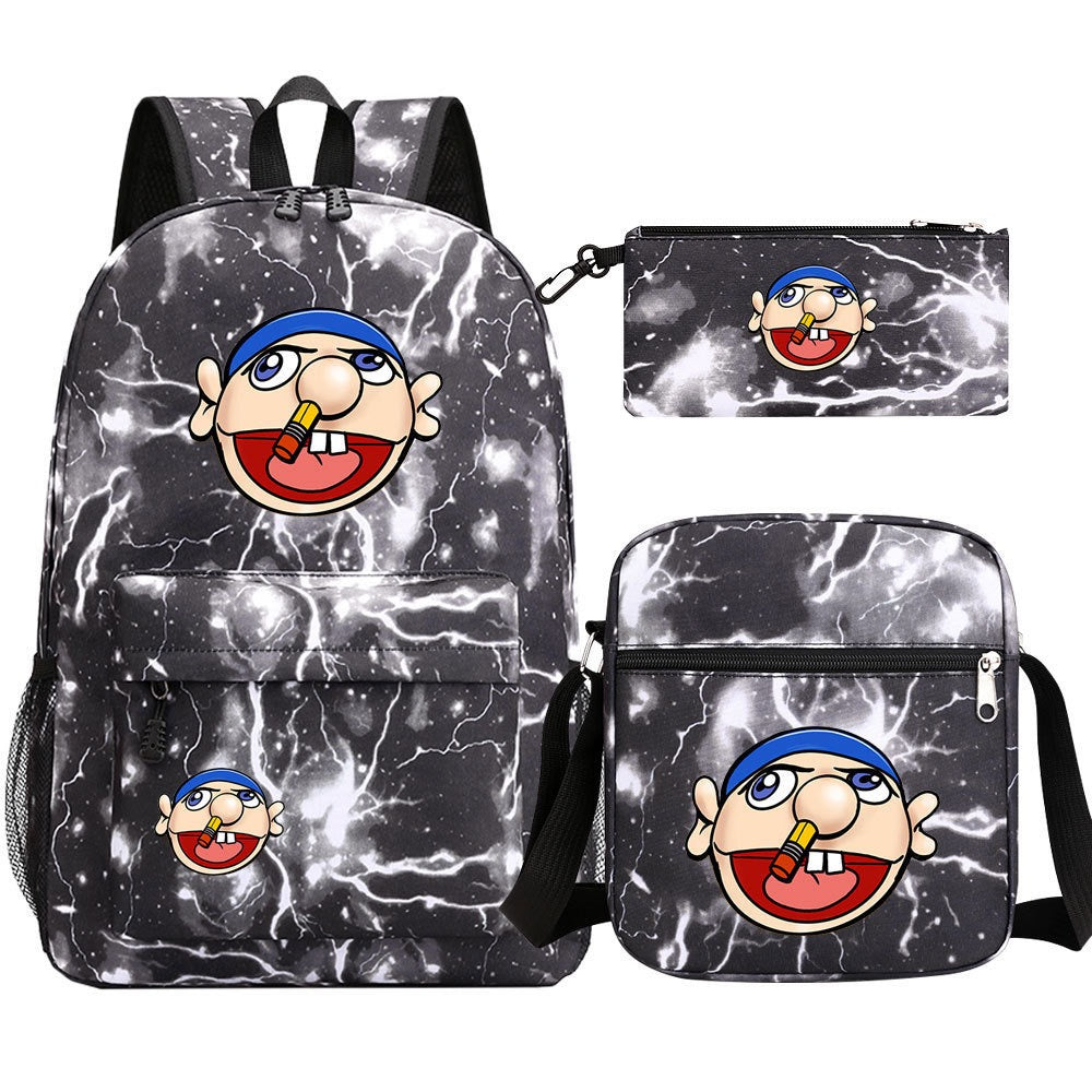 Jeffy School Backpack Shoulder Bag Pencil Bags 3pcs Set