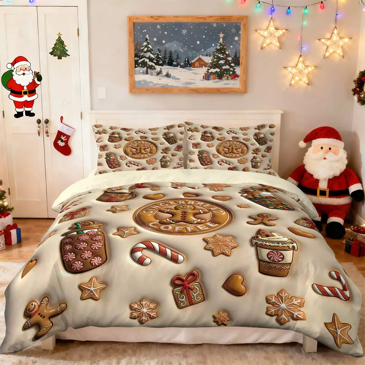 Gingerbread Man Bedding Set Duvet Cover Pillowcases Halloween Home Decor