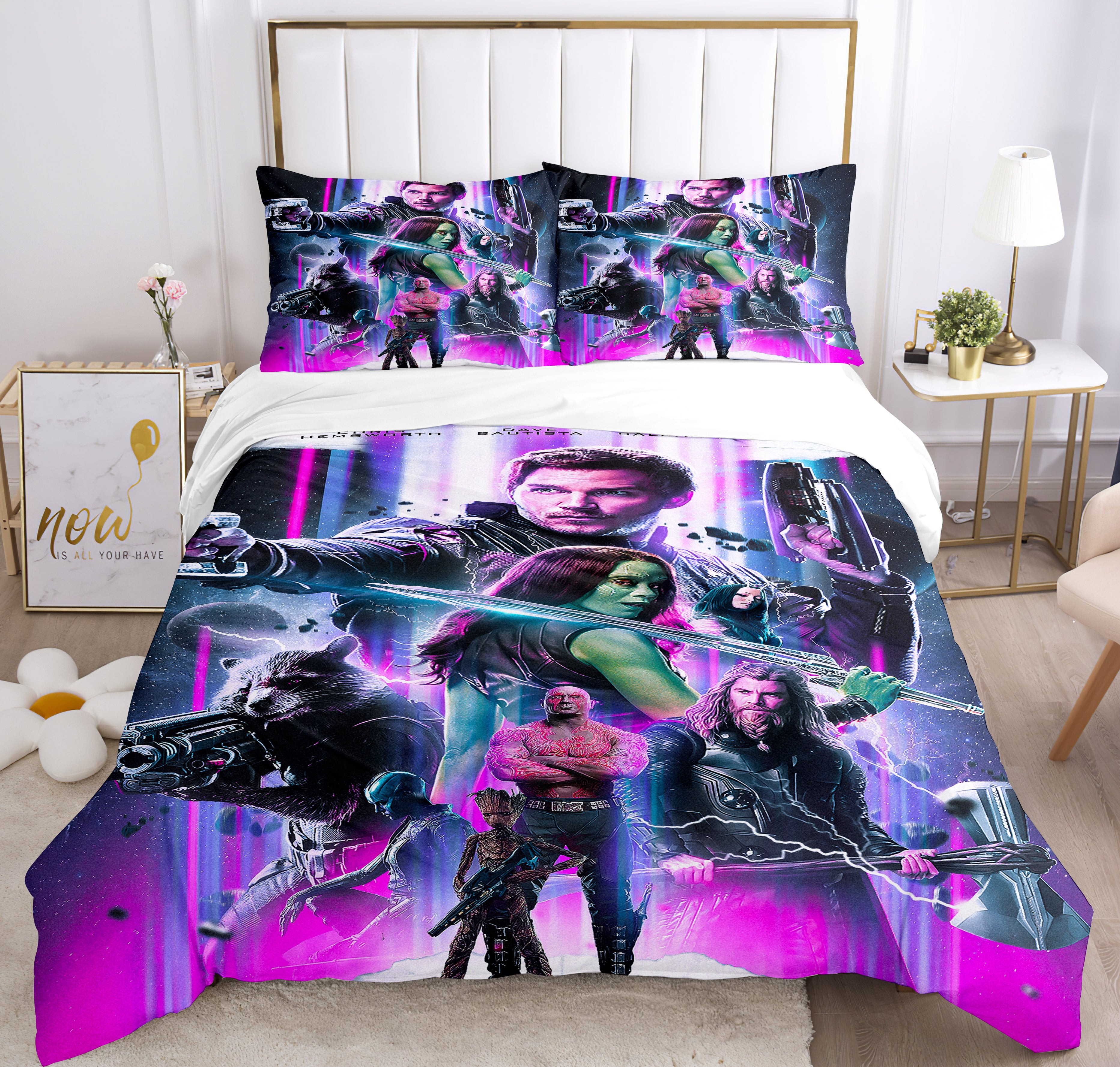 Guardians of the Galaxy Cosplay Bedding Set Duvet Cover Pillowcases Halloween Home Decor
