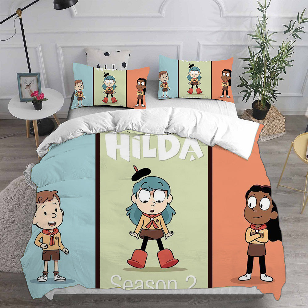 Hilda Season 1   Cosplay Bedding Set Duvet Cover Pillowcases Halloween Home Decor