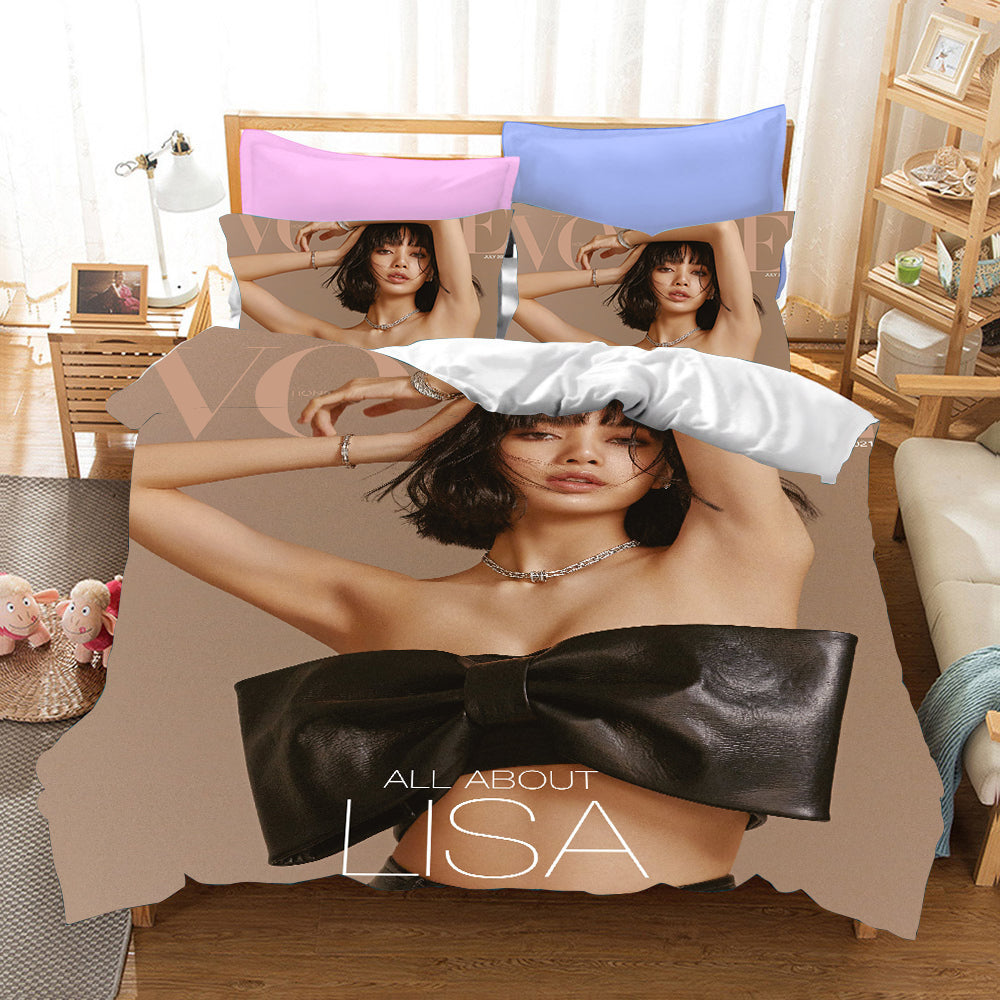 Blackpink Lisa Cosplay Bedding Set Duvet Cover Pillowcases Halloween Home Decor