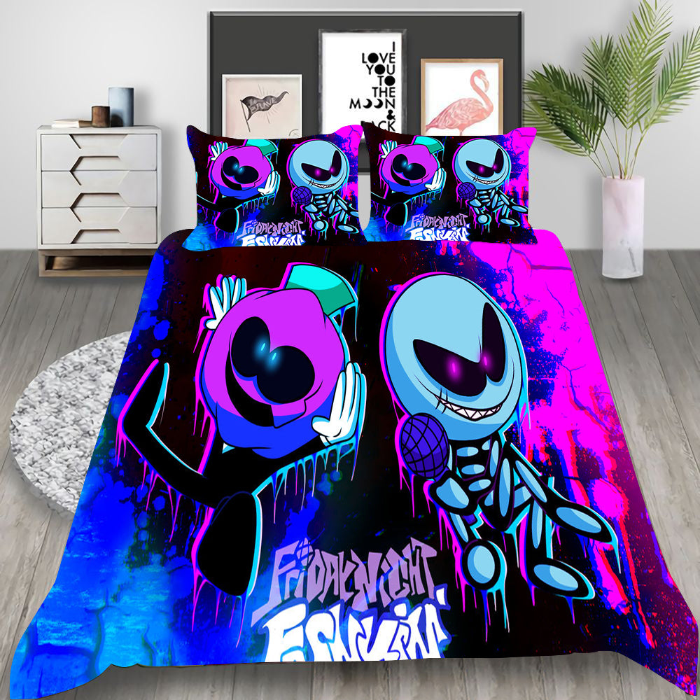 Friday Night Funkin Cosplay Bedding Set Duvet Cover Pillowcases Halloween Home Decor