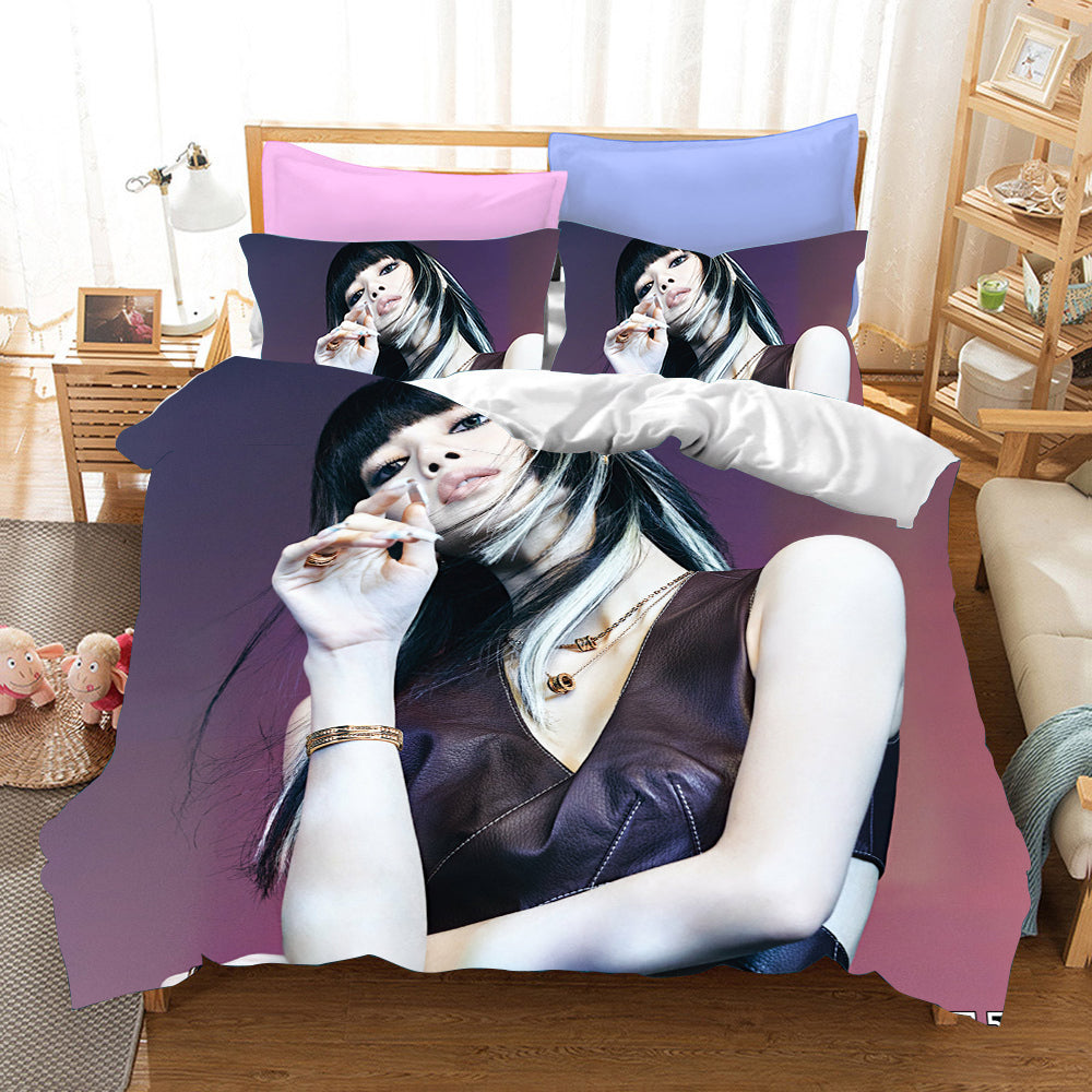 Blackpink Lisa Cosplay Bedding Set Duvet Cover Pillowcases Halloween Home Decor