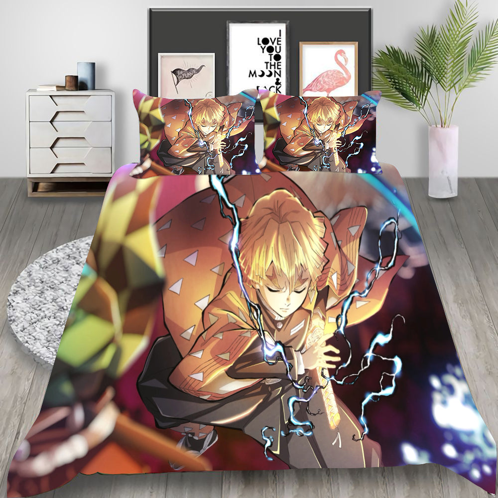 Demon Slayer Season 2 Cosplay Bedding Set Duvet Cover Pillowcases Halloween Home Decor