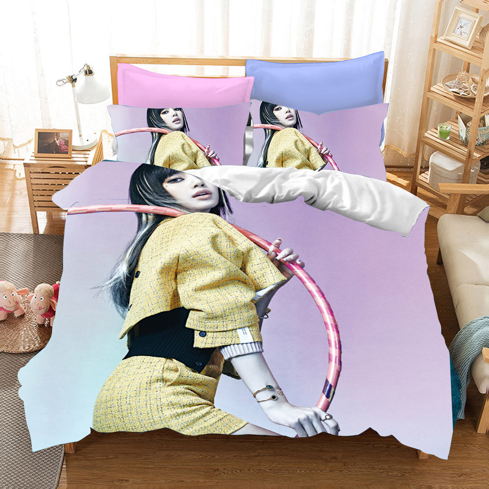 Blackpink Lisa Cosplay Bedding Set Duvet Cover Pillowcases Halloween Home Decor