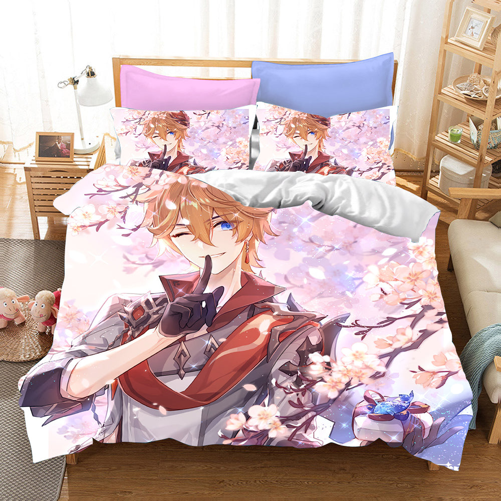 Genshin Impact Cosplay Bedding Set Duvet Cover Pillowcases Halloween Home Decor