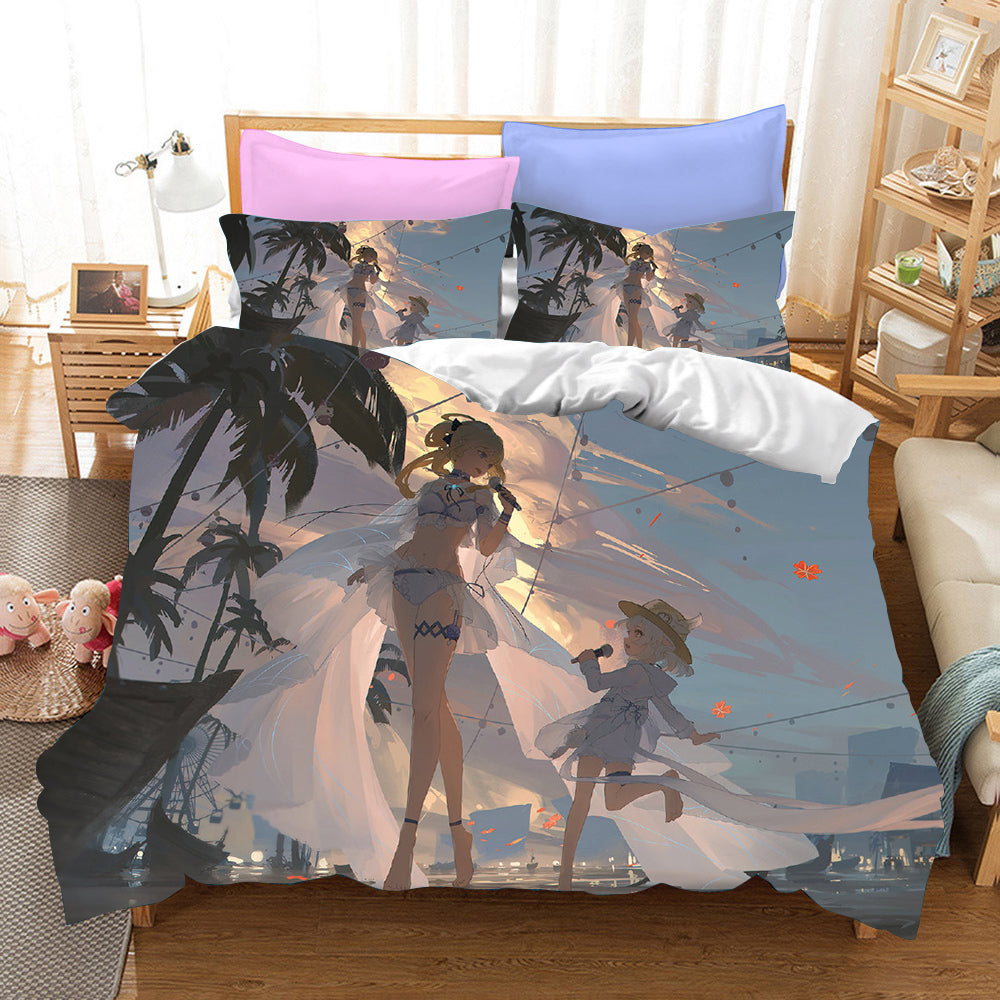 Genshin Impact Cosplay Bedding Set Duvet Cover Pillowcases Halloween Home Decor