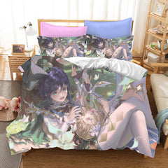 Genshin Impact Cosplay Bedding Set Duvet Cover Pillowcases Halloween Home Decor