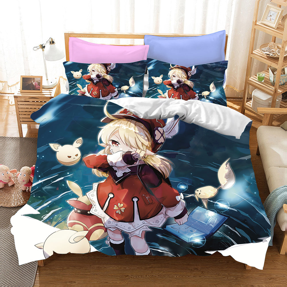 Genshin Impact Cosplay Bedding Set Duvet Cover Pillowcases Halloween Home Decor