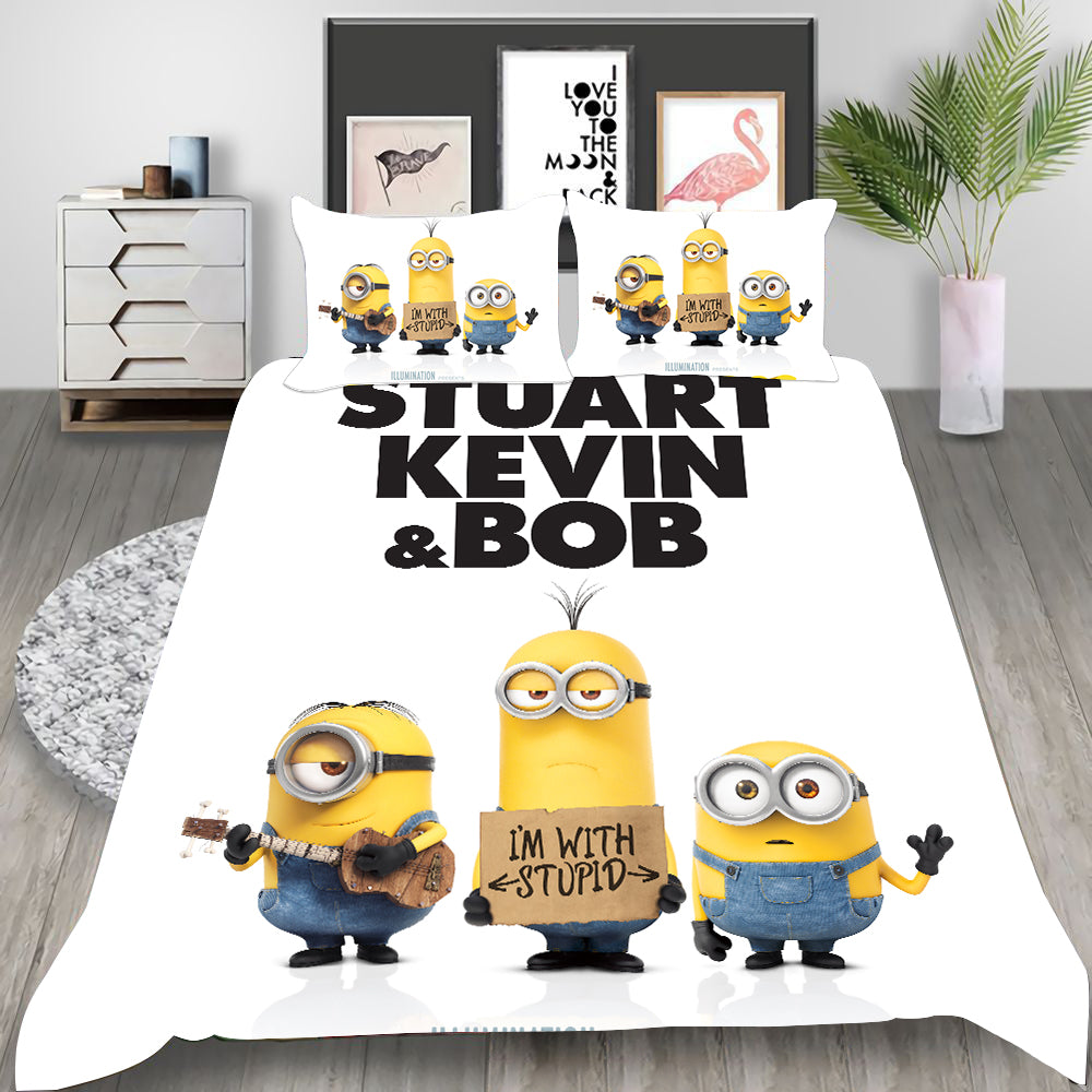 Minions Cosplay Bedding Set Duvet Cover Pillowcases Halloween Home Decor