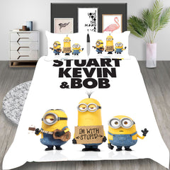 Minions Cosplay Bedding Set Duvet Cover Pillowcases Halloween Home Decor