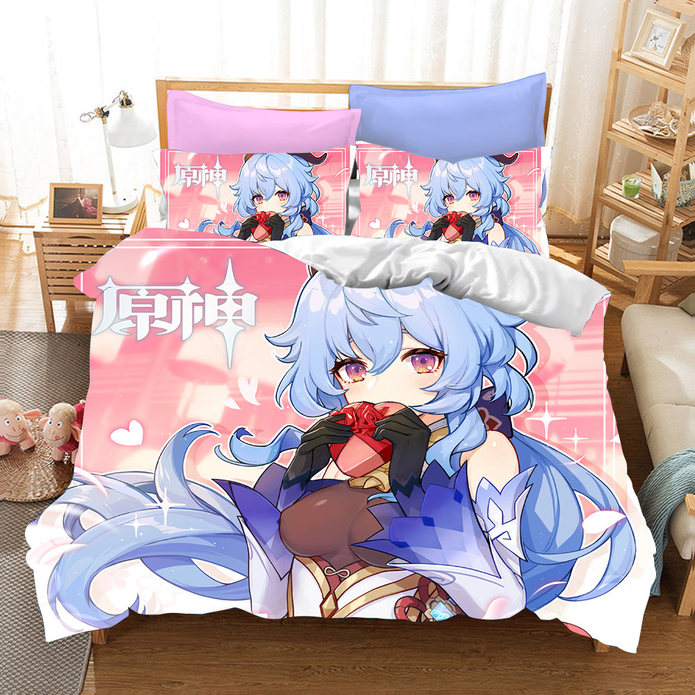 Genshin Impact Cosplay Bedding Set Duvet Cover Pillowcases Halloween Home Decor