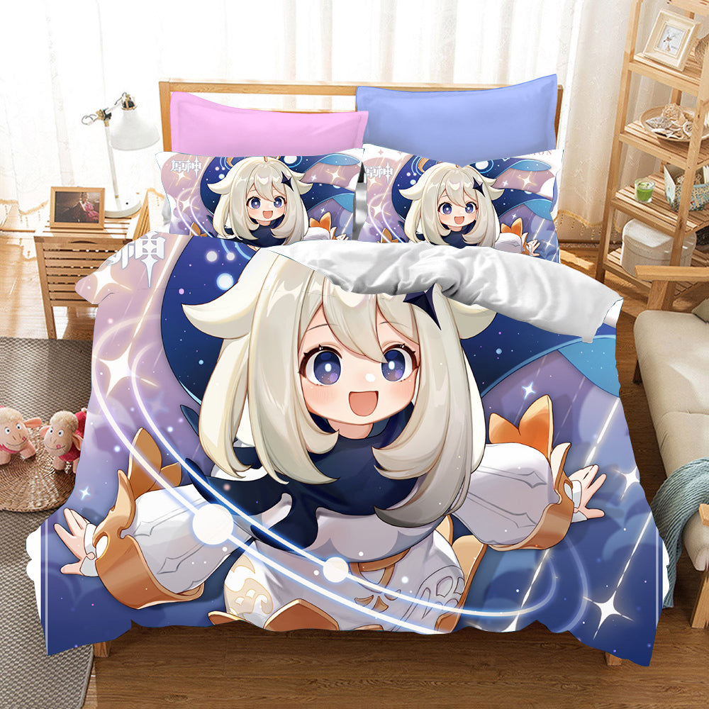 Genshin Impact Cosplay Bedding Set Duvet Cover Pillowcases Halloween Home Decor