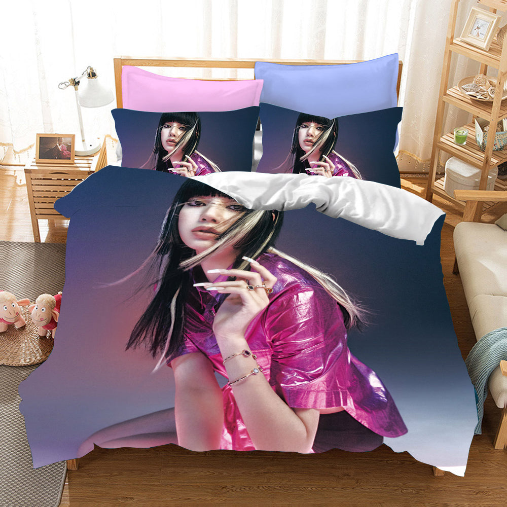 Blackpink Lisa Cosplay Bedding Set Duvet Cover Pillowcases Halloween Home Decor