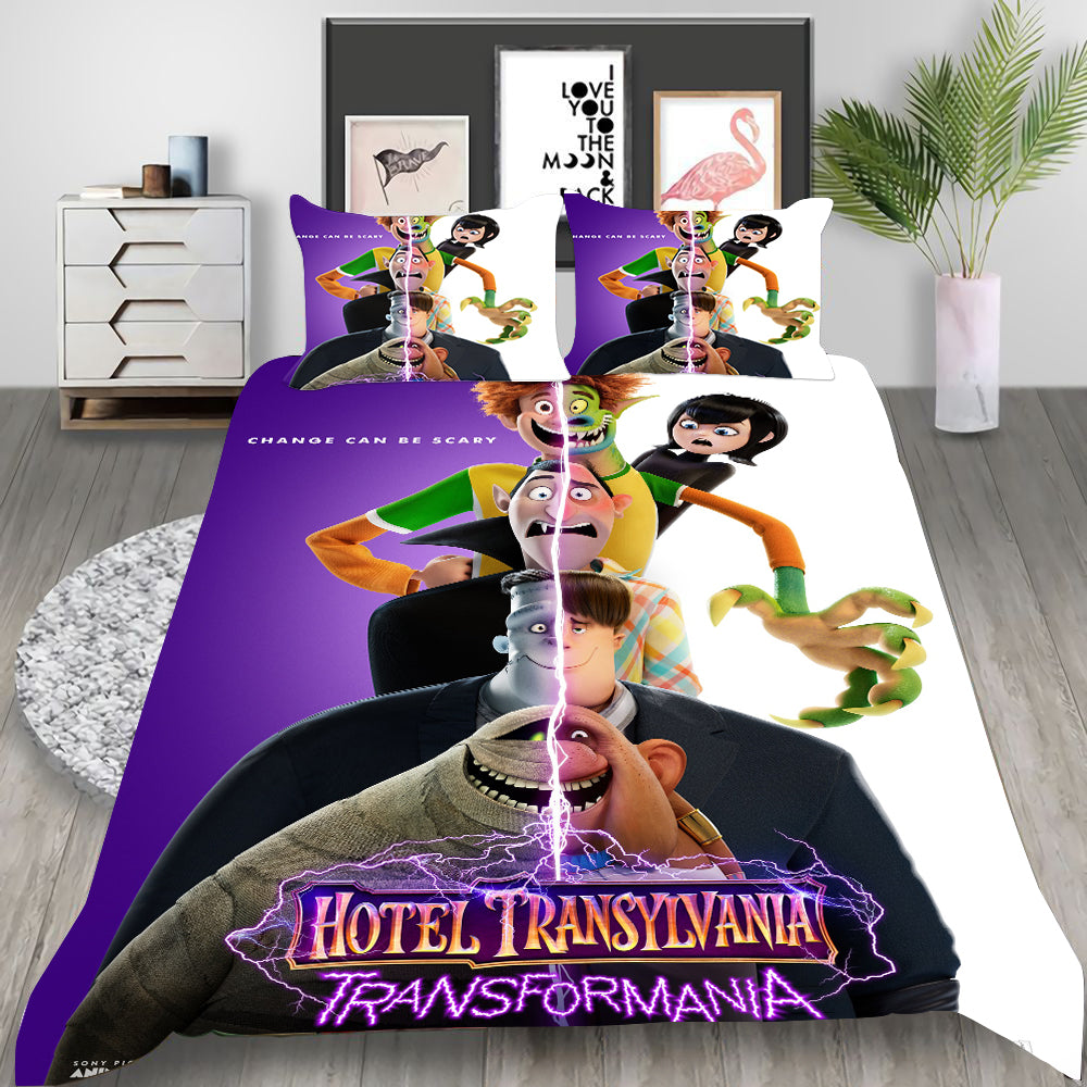 Hotel Transylvania 4 Transformania Cosplay Bedding Set Duvet Cover Pillowcases Halloween Home Decor