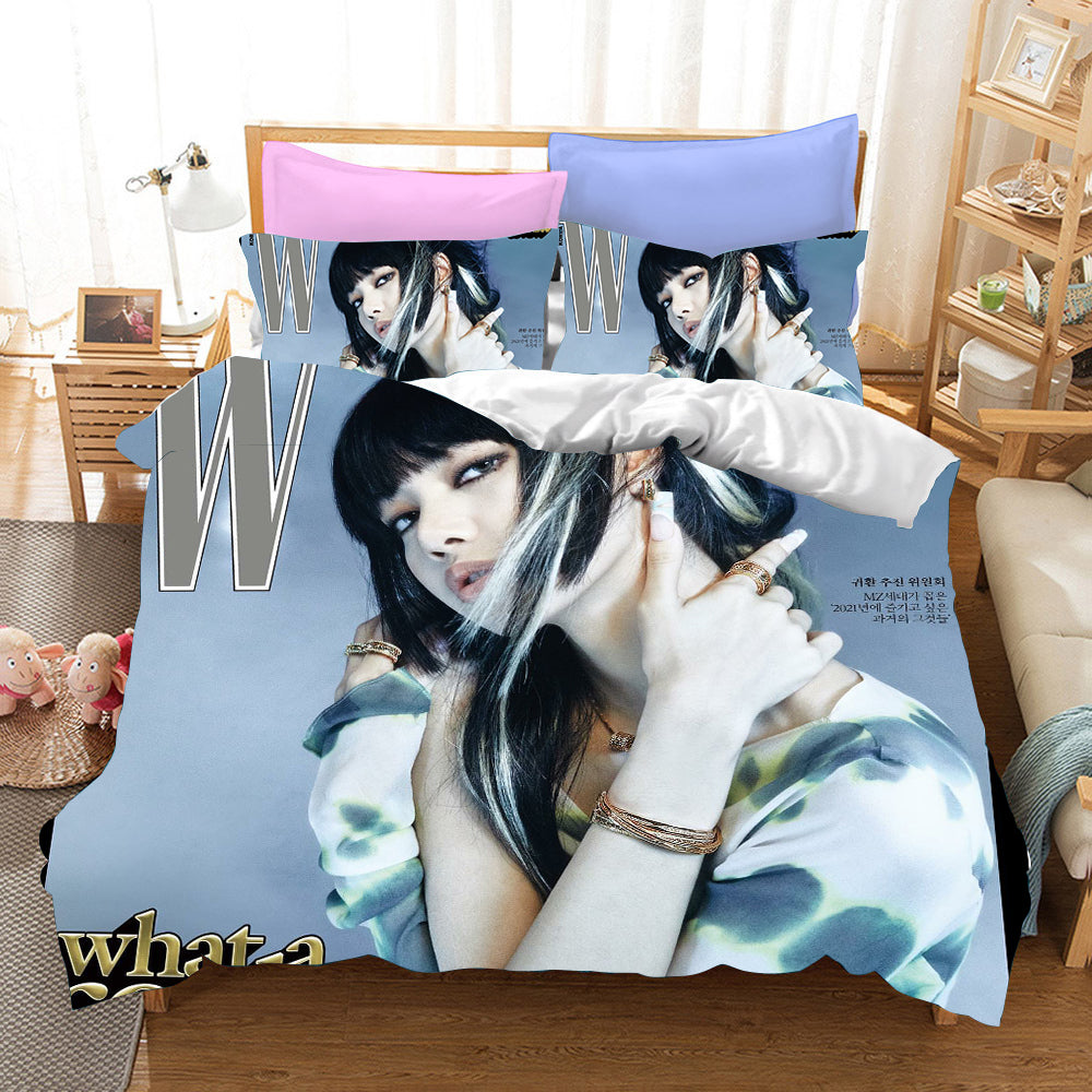Blackpink Lisa Cosplay Bedding Set Duvet Cover Pillowcases Halloween Home Decor