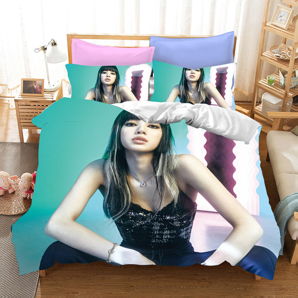 Blackpink Lisa Cosplay Bedding Set Duvet Cover Pillowcases Halloween Home Decor