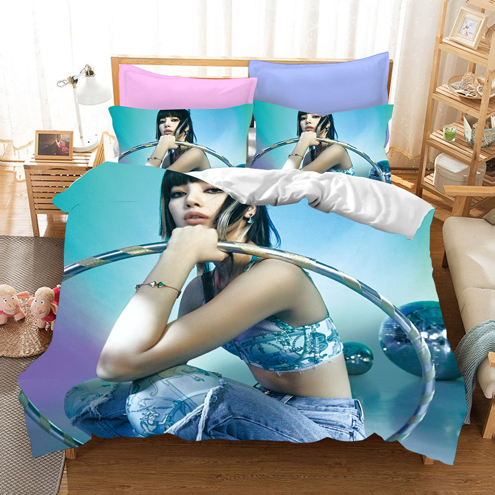 Blackpink Lisa Cosplay Bedding Set Duvet Cover Pillowcases Halloween Home Decor