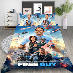 Free Guy Cosplay Bedding Set Duvet Cover Pillowcases Halloween Home Decor