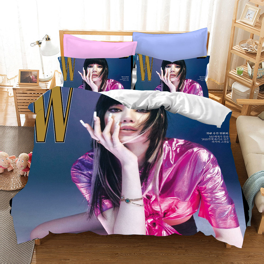 Blackpink Lisa Cosplay Bedding Set Duvet Cover Pillowcases Halloween Home Decor