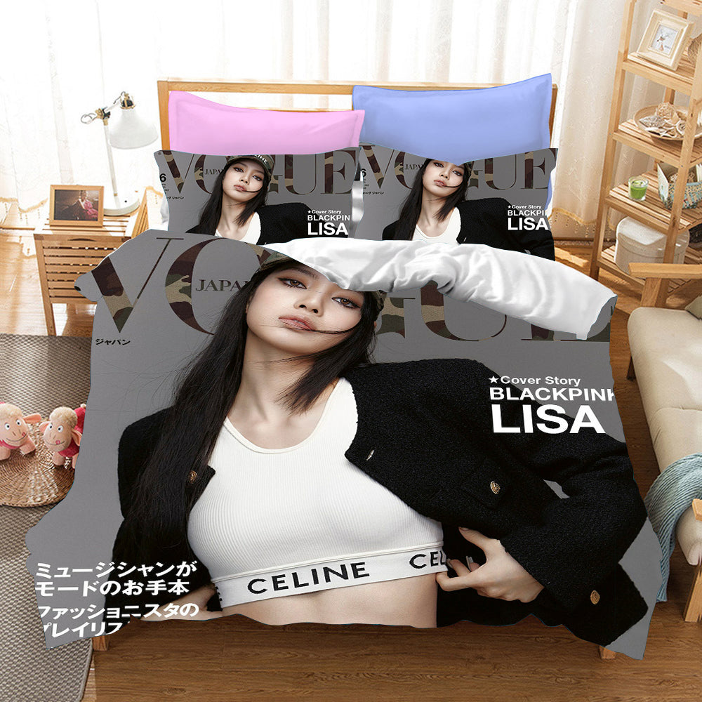 Blackpink Lisa Cosplay Bedding Set Duvet Cover Pillowcases Halloween Home Decor