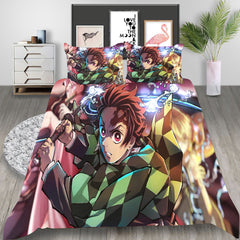 Demon Slayer Season 2 Cosplay Bedding Set Duvet Cover Pillowcases Halloween Home Decor