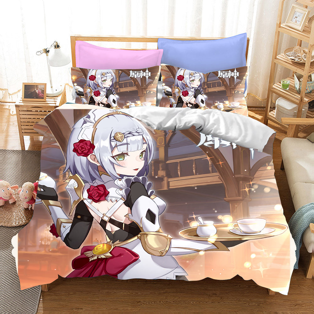 Genshin Impact Cosplay Bedding Set Duvet Cover Pillowcases Halloween Home Decor