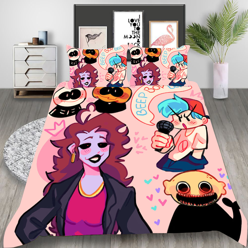 Friday Night Funkin Cosplay Bedding Set Duvet Cover Pillowcases Halloween Home Decor