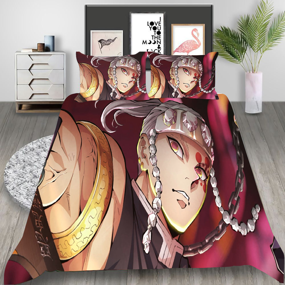Demon Slayer Season 2 Cosplay Bedding Set Duvet Cover Pillowcases Halloween Home Decor