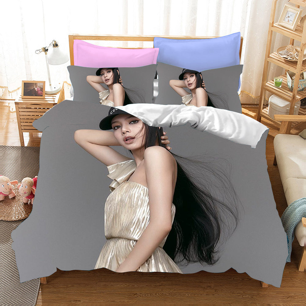 Blackpink Lisa Cosplay Bedding Set Duvet Cover Pillowcases Halloween Home Decor