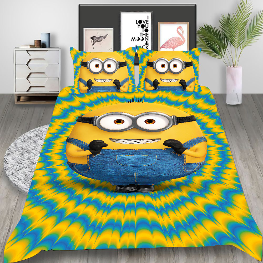 Minions Cosplay Bedding Set Duvet Cover Pillowcases Halloween Home Decor