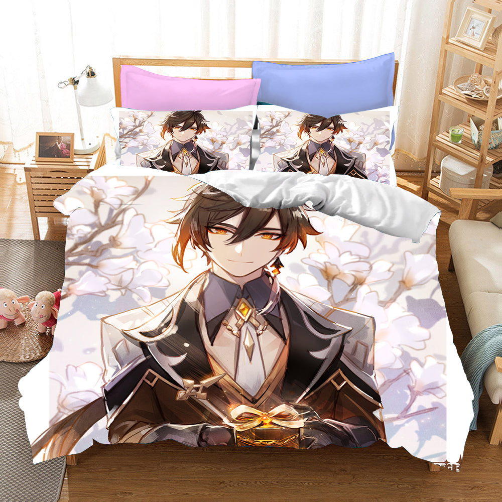 Genshin Impact Cosplay Bedding Set Duvet Cover Pillowcases Halloween Home Decor