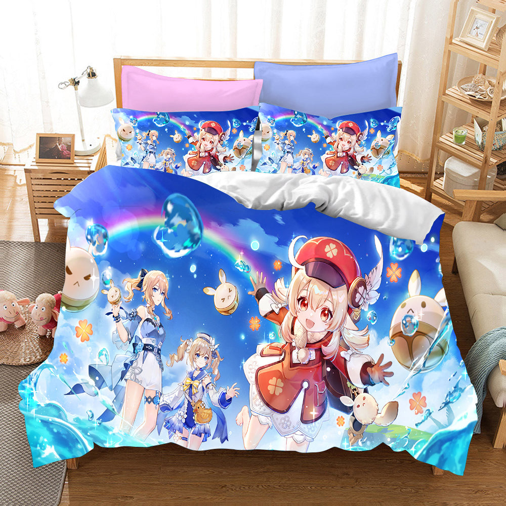 Genshin Impact Cosplay Bedding Set Duvet Cover Pillowcases Halloween Home Decor