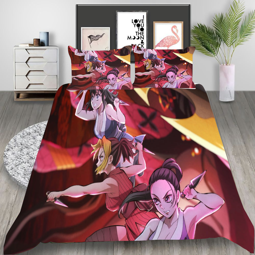 Demon Slayer Season 2 Cosplay Bedding Set Duvet Cover Pillowcases Halloween Home Decor