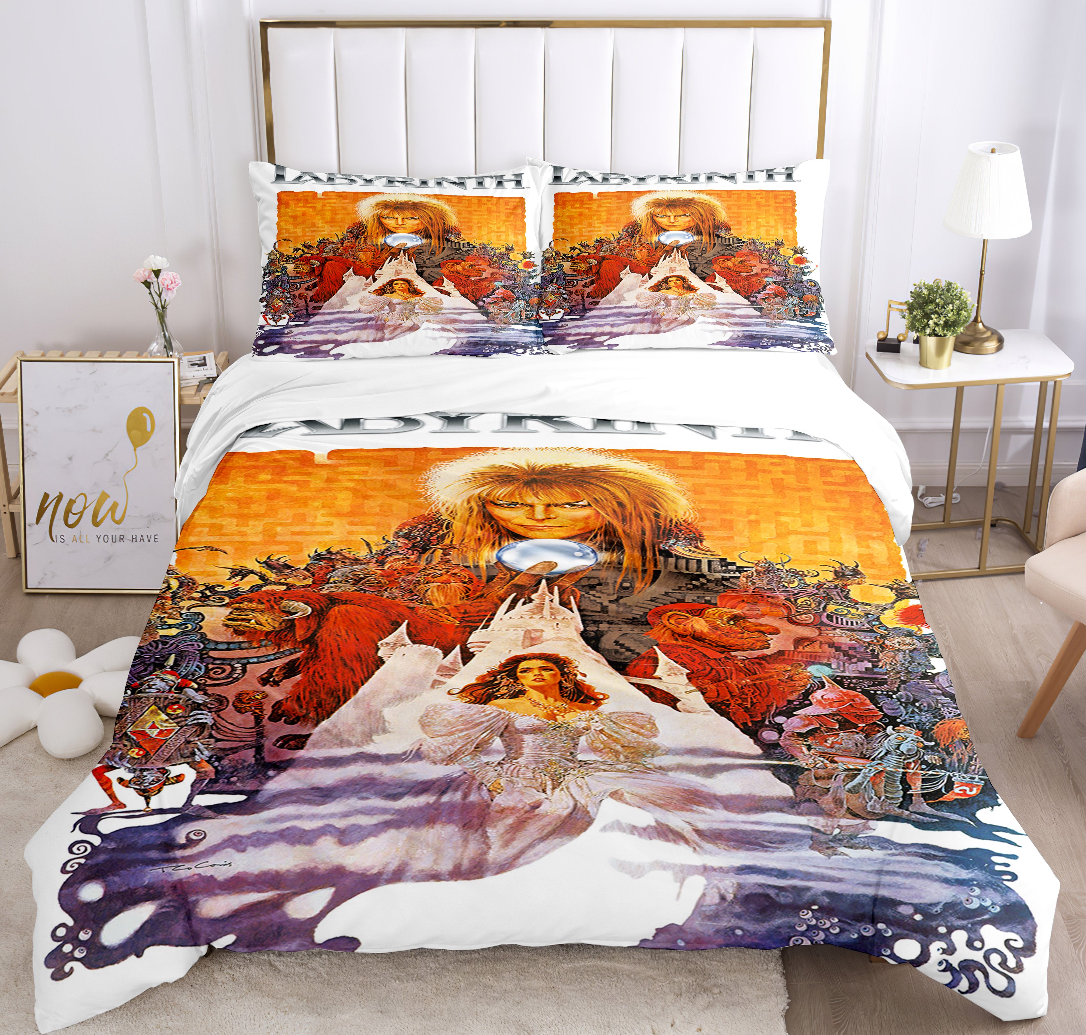 Labyrinth Cosplay Bedding Set Duvet Cover Pillowcases Halloween Home Decor