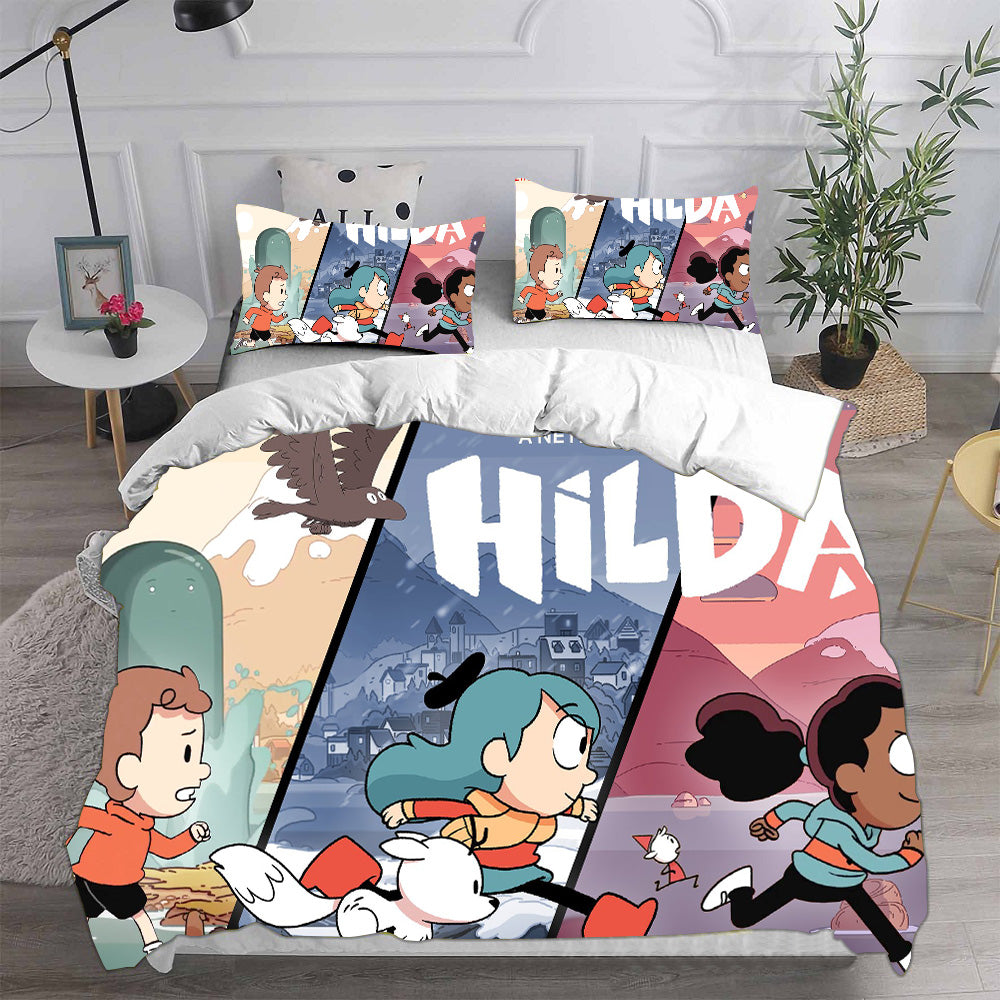 Hilda Season 1   Cosplay Bedding Set Duvet Cover Pillowcases Halloween Home Decor