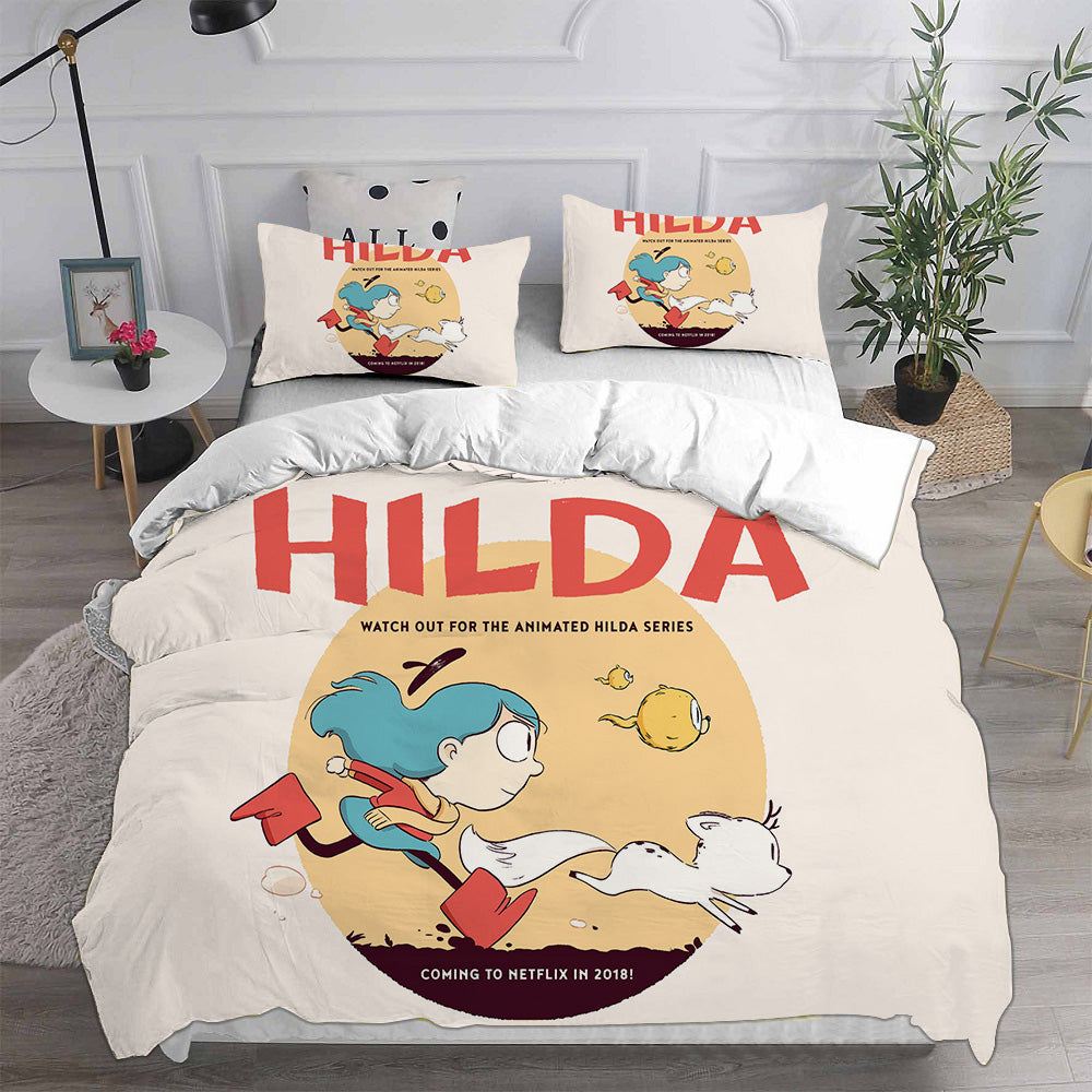 Hilda Season 1   Cosplay Bedding Set Duvet Cover Pillowcases Halloween Home Decor