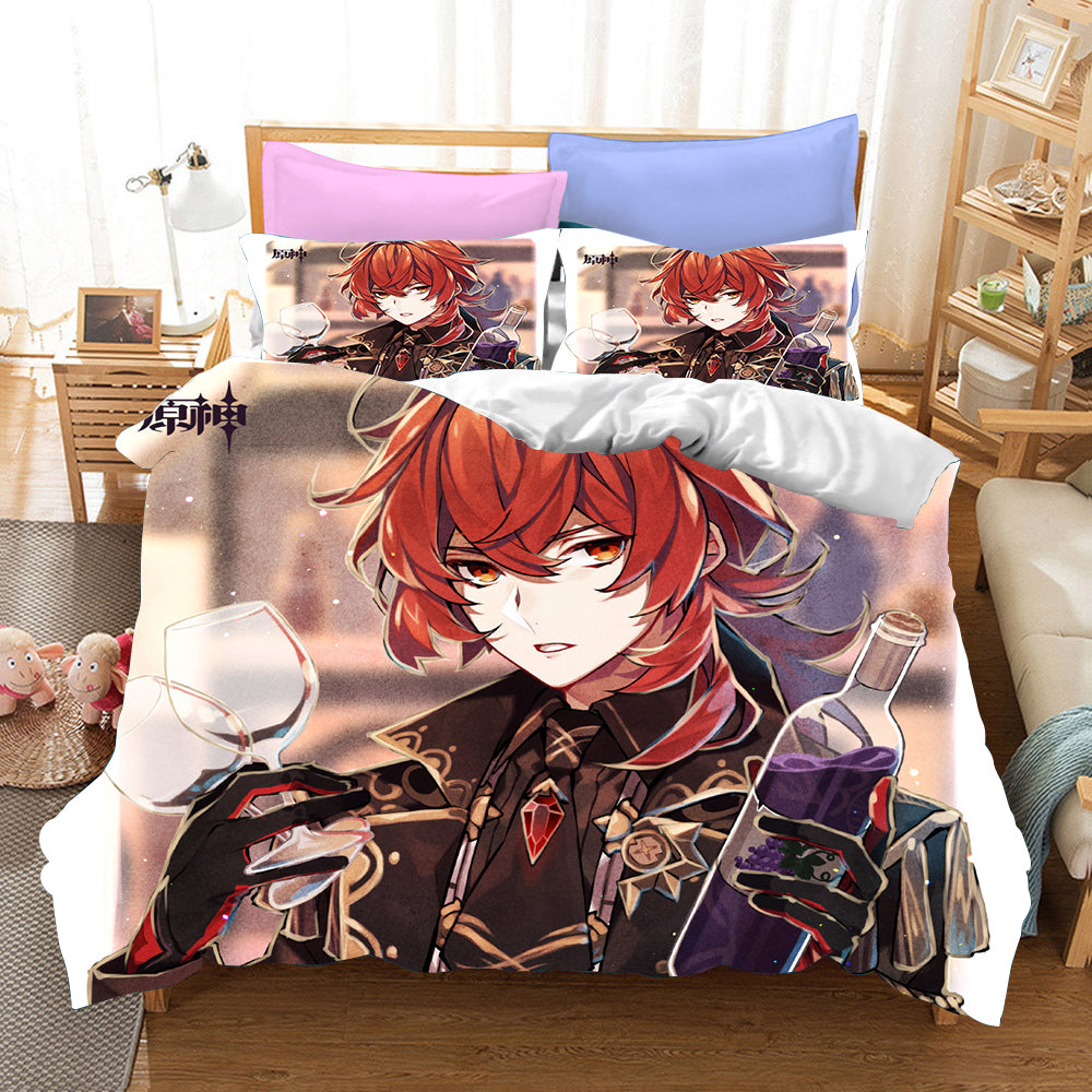 Genshin Impact Cosplay Bedding Set Duvet Cover Pillowcases Halloween Home Decor