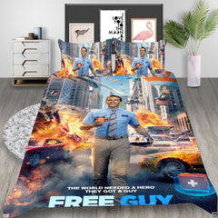 Free Guy Cosplay Bedding Set Duvet Cover Pillowcases Halloween Home Decor