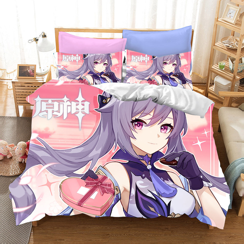 Genshin Impact Cosplay Bedding Set Duvet Cover Pillowcases Halloween Home Decor