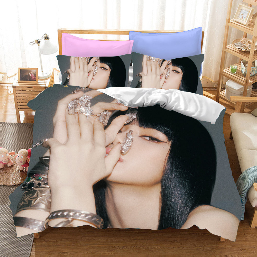 Blackpink Lisa Cosplay Bedding Set Duvet Cover Pillowcases Halloween Home Decor
