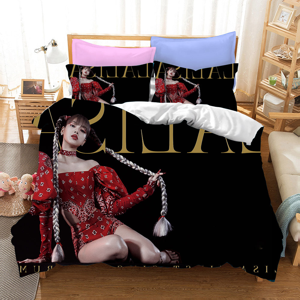Blackpink Lisa Cosplay Bedding Set Duvet Cover Pillowcases Halloween Home Decor